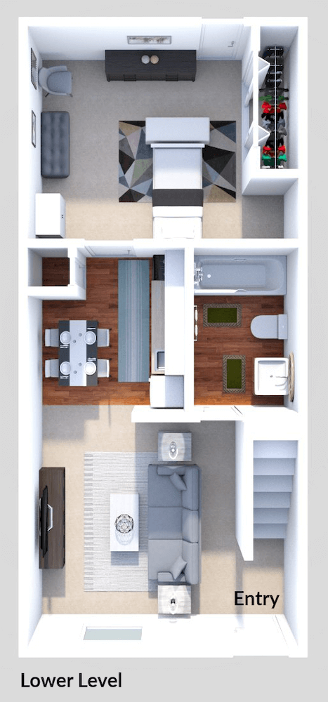Floor plan for 2 beds, 2 baths, 850 sqft